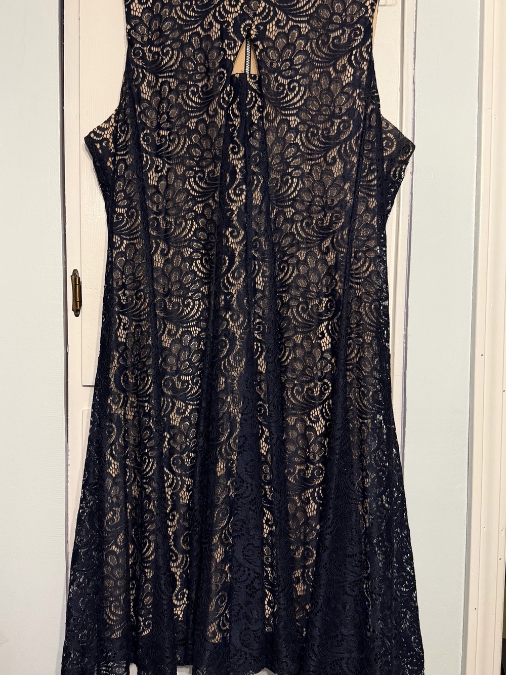 Danny & Nicole Black Lace Midi Dress with Nude Underlay